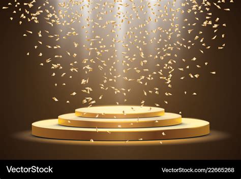 Golden Podium With A Spotlight On A Dark Vector Image