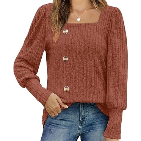 Patlollav Plus Size Clearance Womens Clearance Tops Fashion Button Long Sleeve Loose Solid Color