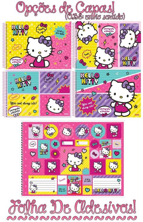 Caderno De Desenho Hello Kitty - Kit 4 Cadernos Hello Kitty Brochurão 48Fls + 1 Caderno de Desenho 60fls ...