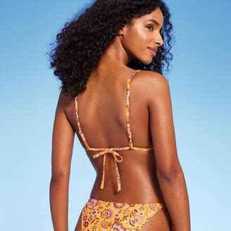 Women S Paisley Print Triangle Bikini Top Shade Shore Gold