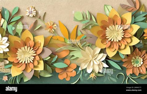 paper cut flowers, 3d floral wallpaper Stock Vector Image & Art - Alamy