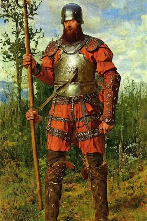 Heroic Medieval Man Adidas Armor Beautiful Russian Stable Diffusion