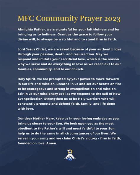 Mfc Community Prayer 2023 Missionary Families Of Christ