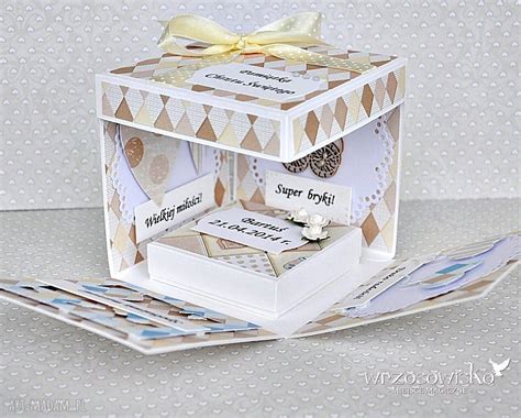 Exploding Box Na Chrzest Handmade Scrapbooking Kartki Art Madam Pl