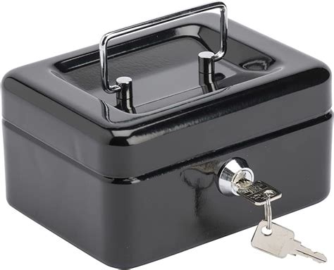 Hyfive Steel Security Petty Cash Box With Keys Tray In Black