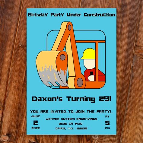 Editable Construction Birthday Invitation Template Instant Download