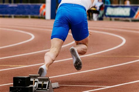 Athlete Runner Start From Starting Blocks Editorial Image Image Of