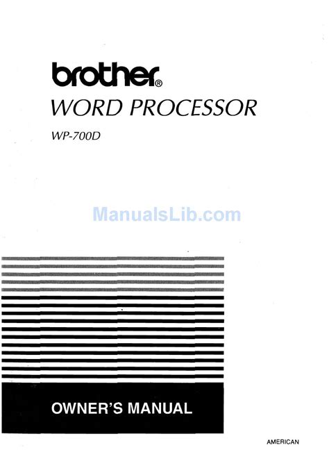 Brother Word Processor Wp 700d Owners Manual Pdf Download Manualslib