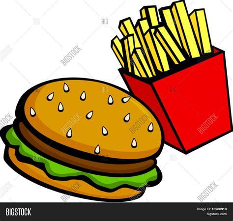 Hamburger And Fries Cartoon