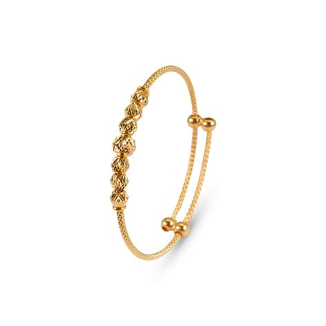 22K Yellow Gold Beaded Baby Bangles BBAN 952