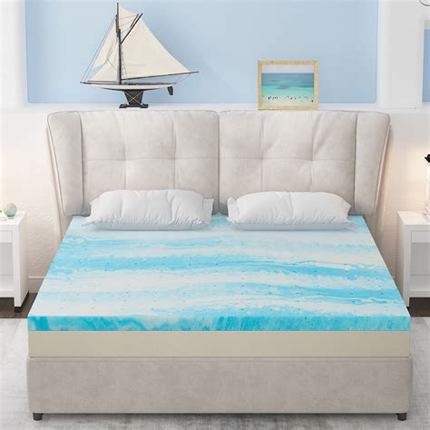 Queen Size Gel-Infused Cooling Memory Foam Mattress Topper, 4 Inch ...