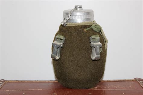 Army Flask Vintage Water Bottle With Wool Case By Theoldgoodthings