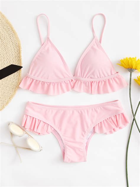 Ruffle Hem Bikini Setfor Women Romwe