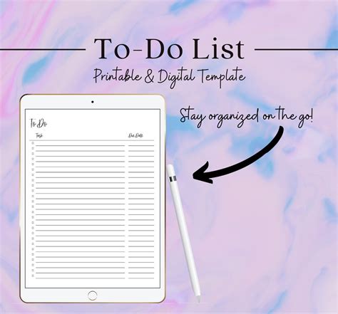 To-do List Template PRINTABLE DIGITAL PDF Instant Download - Etsy