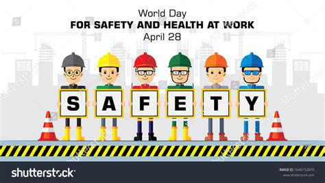 Banner World Day Safety Health Work เวกเตอร์สต็อก ปลอดค่าลิขสิทธิ์