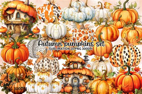 Autumn Pumpkins Collection Sublimation Graphic By LQ Design Creative