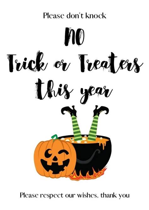 No Trick Or Treating Sign Free Halloween Printables Skint Dad