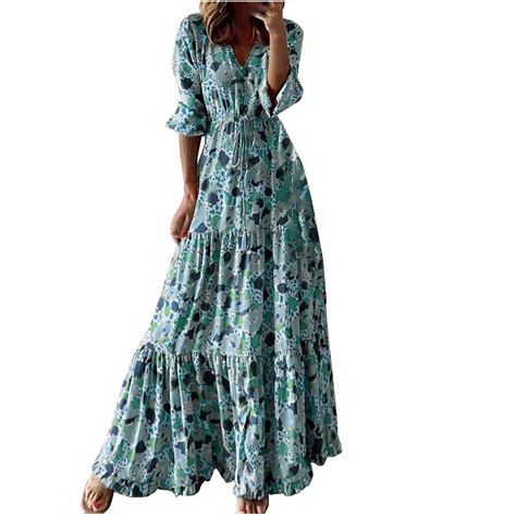 Munlar Bodycon Womens Maxi Dress Dark Blue V Neck 3 4 Sleeve Dress