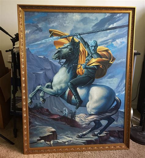 I re-created “Napoleon Crossing the Alps” with the Night King. 30”x40 ...