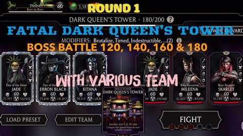 Round 1 Fatal Dark Queens Tower Boss Battle 120 140 160 180