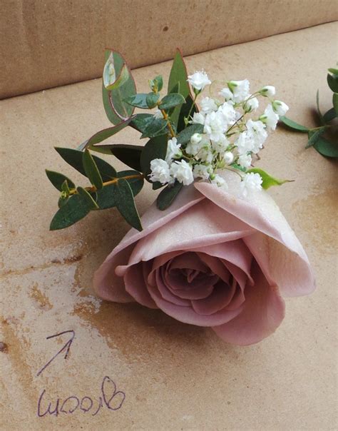 Amnesia Rose Buttonhole With Gypsophila And Eucalyptus Detailing