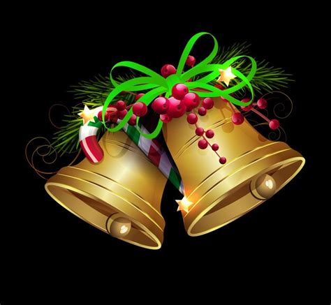 Premium Vector Isolated Golden Christmas Bells With Bow On Black