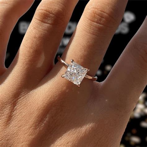 Rose Gold 25 Carat Princess Cut Engagement Ring Set From Black