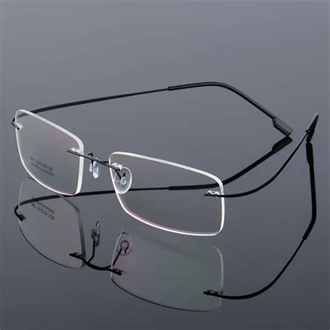 Kujuny Spectacle Frames Men Titanium Alloy Rimless Glasses Mens Frameless Spring Temple Ultra