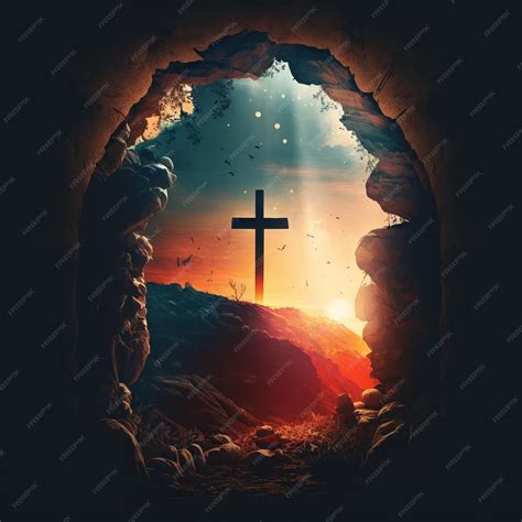 Premium AI Image | Experience the View from the Tomb Jesus Cross in