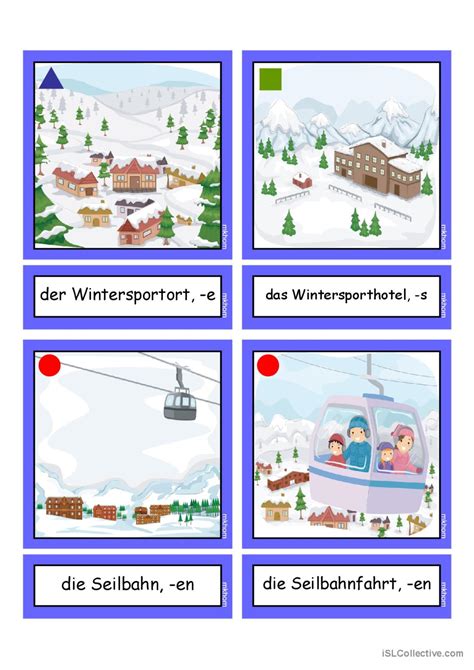 Flashcards Winterwörter 2 mittel Deutsch DAF Arbeitsblätter pdf doc