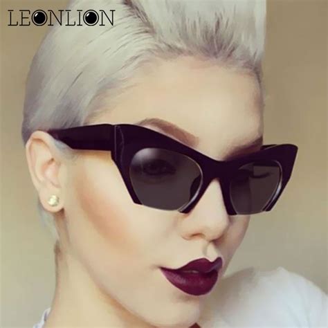 Leonlion Semi Rimless Cat Eye Sunglasses Women Men Vintage Glasses