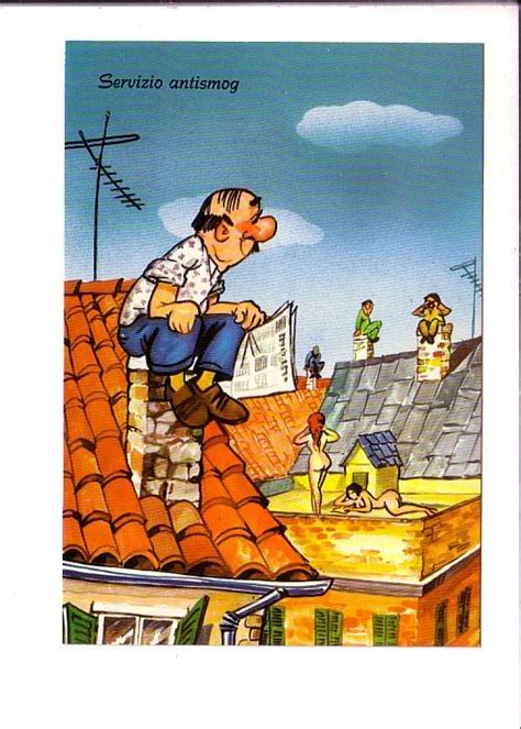 Comic Cartoon Men Watching Women Nude Sunbathing Italy Topics Risque Humour Postcard