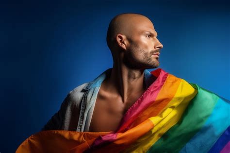 Photo De Fierté Expressive D un Homme Gay Avec Un Drapeau Arc en ciel Fond D écran Du Mois De La