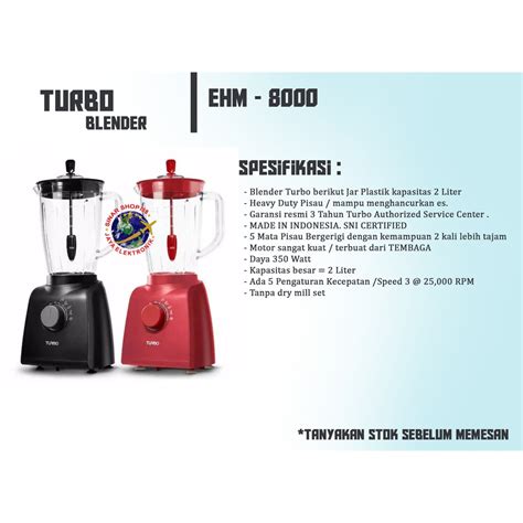 Jual BLENDER TURBO HEAVY DUTY EHM 8000 Shopee Indonesia