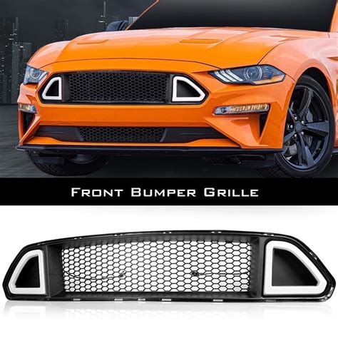 G Plus Front Bumper Upper Hood Grille Grill With DRL LED Accent Vent