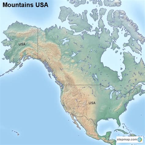 StepMap - Mountains USA - Landkarte für USA