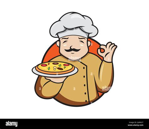 Illustration De La Mascotte Du Chef De Pizza Avec Un Vecteur De Style