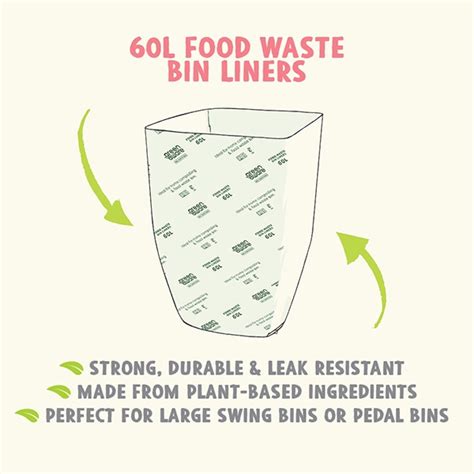 60 Litre Compostable Food Waste Bin Liners GreenAware