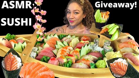 Asmr Sushi Boat Salmon Mukbang Salmon Belly Sushi Cone Raw Tuna