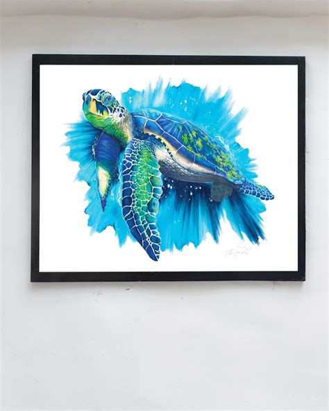 Sea Turtle Decor Print, Stunning New Art, Beach Decor, 9x11