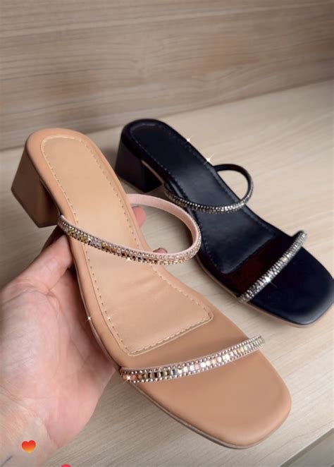 Tamanco Salto Bloco Pedraria Nude Omundodassapatilhas Br