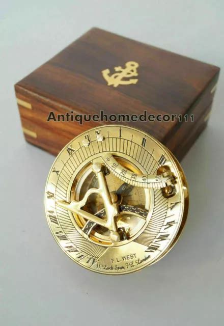 Vintage Maritime Solid Brass Sundial Compass Nautical Marine With