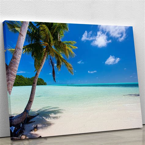 Beautiful tropical beach with palm trees Canvas Print or Poster ...