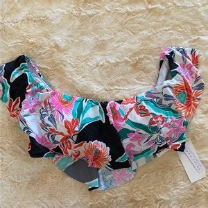 Trina Turk Swim Trina Turk Tropic Wave Ruffle Bandeau Bikini Top