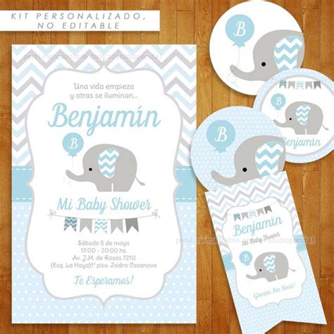 Kit Imprimible Elefante Bautismo Baby Shower Cumplea Os Nene En Venta