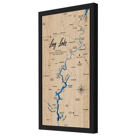 Lay Lake, Alabama 3D Wooden Map - Blue – 7 Layer – Moc Tho LLC