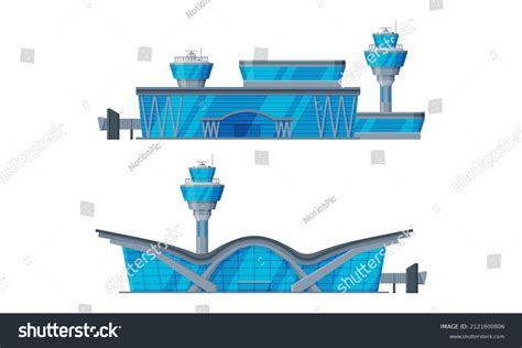 Airport Terminal Building Concourse Control Tower Stock Vector (Royalty ...