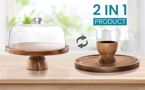 Amazon Multifunctional Cake Stand With Acrylic Lid Acacia Wood