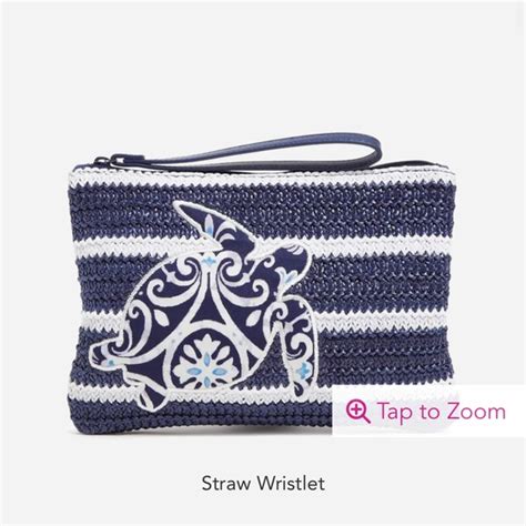 Vera Bradley Bags New Nwt Vera Bradley Straw Wristlet Navy White Striped Turtle Bag Purse