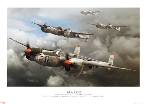 Marge P 38 J Lightning Captain Richard Ira Bong Us Ace Of Aces Aircraft Art Aviation